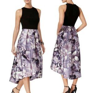 SLNY Evening cocktail hi/lo dress, floral skirt